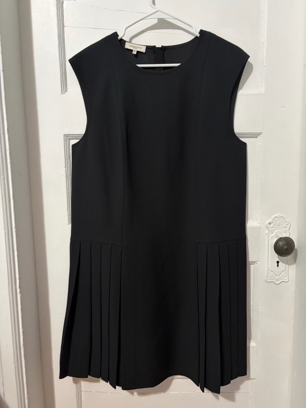 Lafayette 148 Sleeveless Black Pleated-Hem Mini Dress